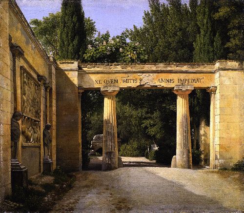 View of the Garden of the Villa Borghese in Rome