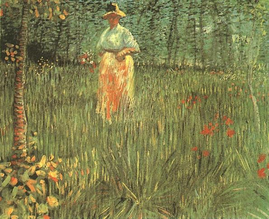 A Woman Walking in a Garden