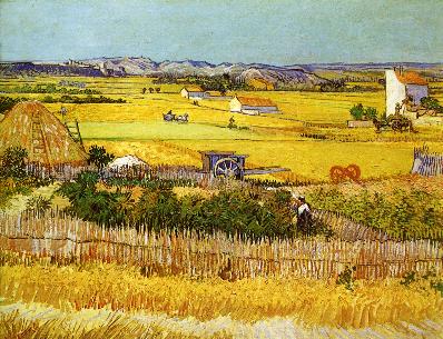 Harvest at La Crau with Montmajour in the Background