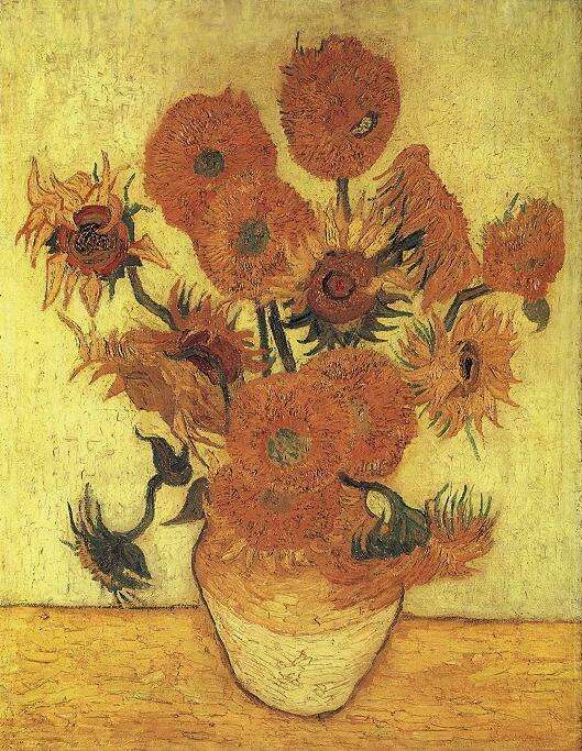 Still Life Vase with Fifteen Sunflowers