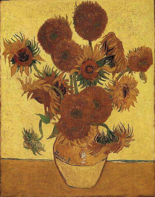 Still Life Vase with Fifteen Sunflowers Yellow