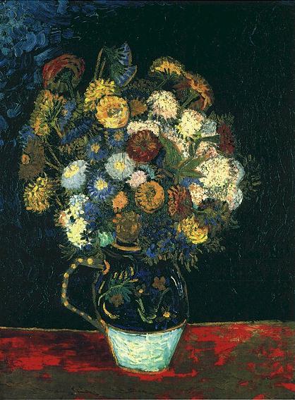 Still Life Vase with Zinnias