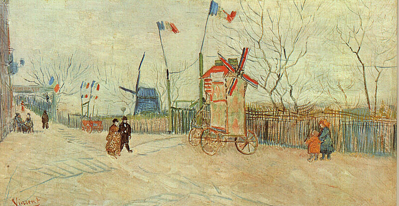 Street Scene in Montmartre Le Moulin a Poivre