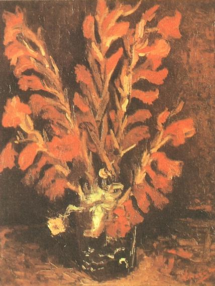 Vase with Light Red Gladioli