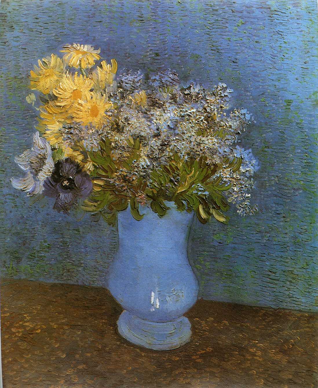 Vase with Lilacs Daisies and Anemones