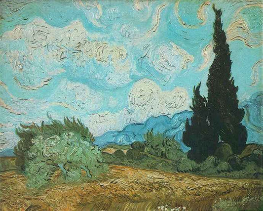 Wheat Field with Cypresses Blue