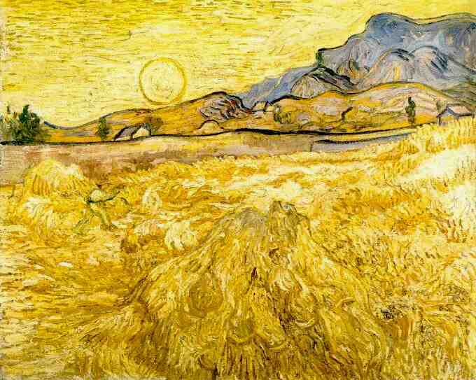 Wheat Field with Reaper and Sun