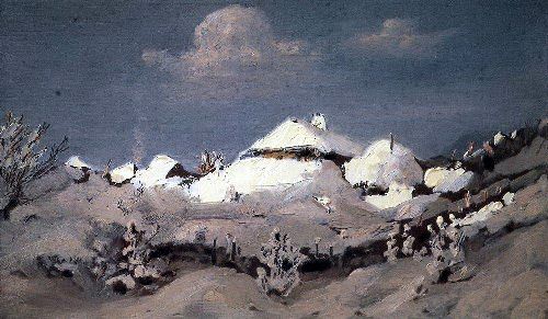 Winter Spots of light on the roofs of huts 1890 1895