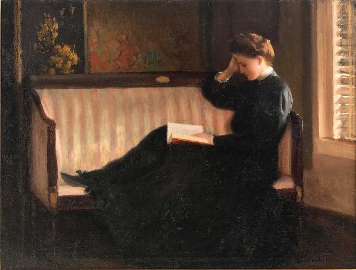 Woman Reading on a Settee