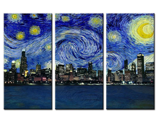 Chicago, Illinois Starry Night Skyline