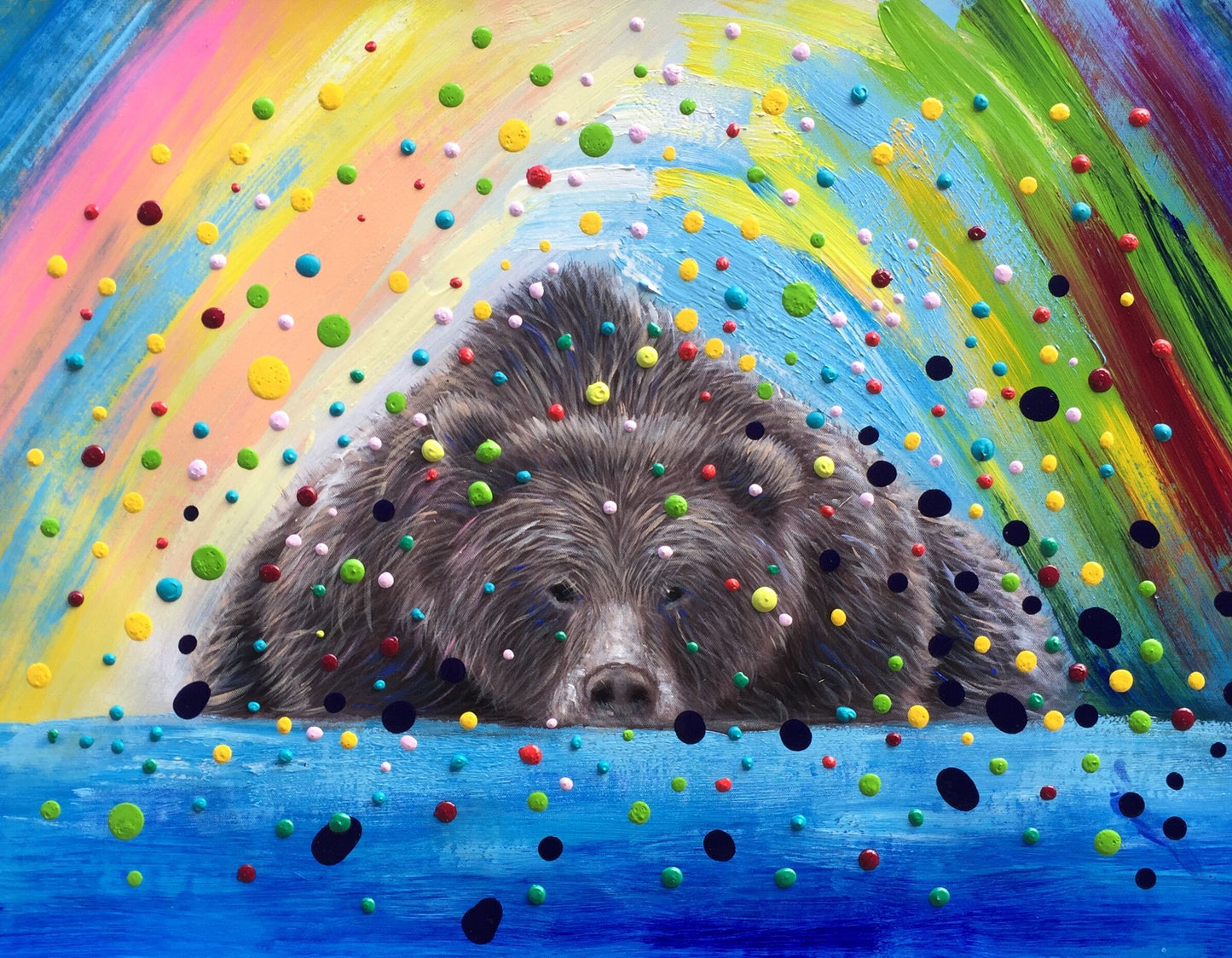 Colorful 3D Dots Bear Painting