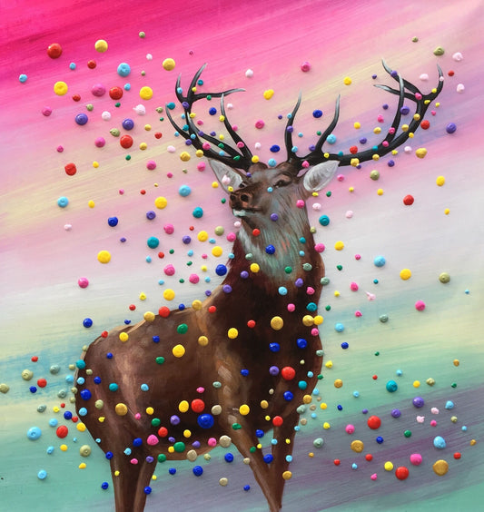 Colorful 3D Dots Deer Painting