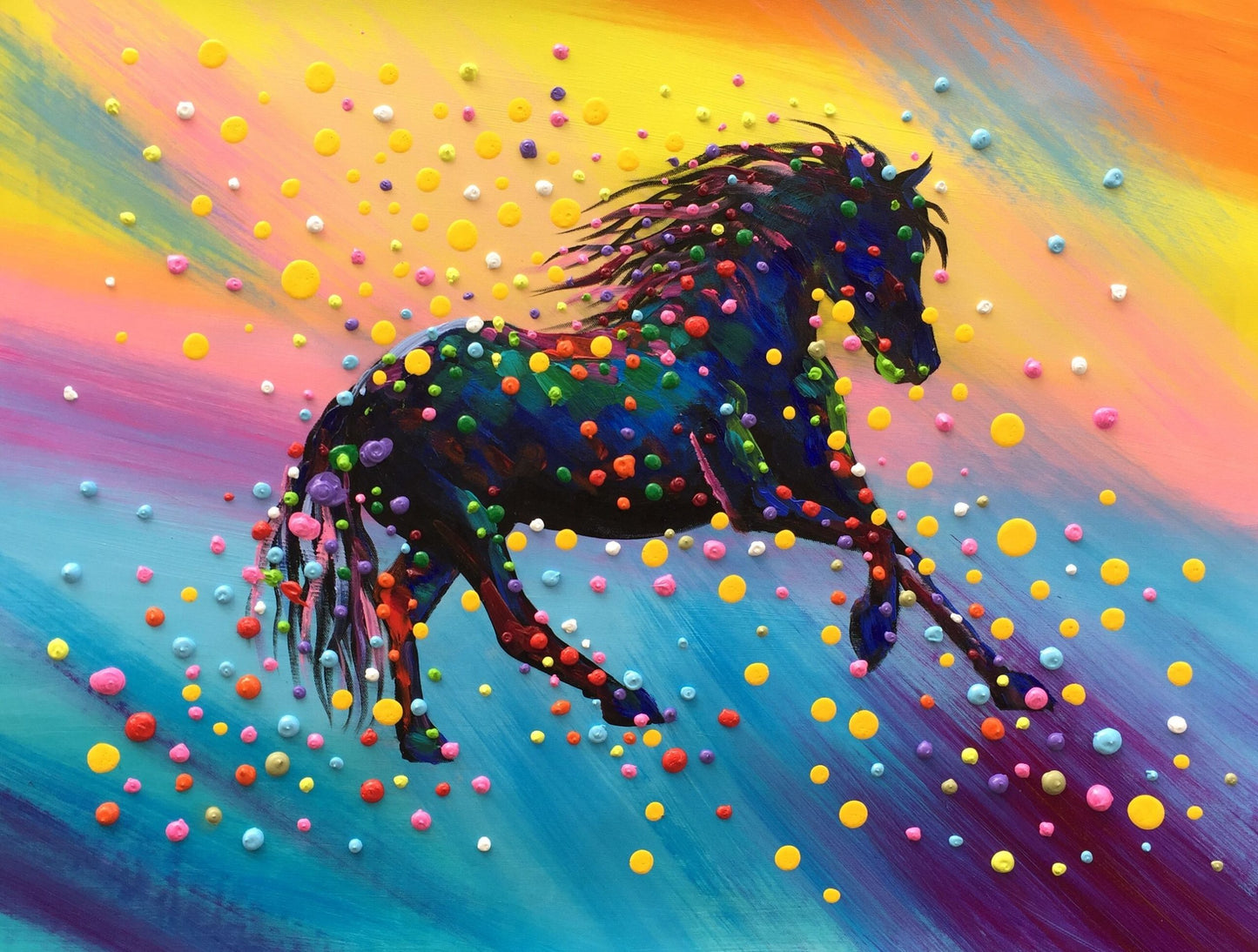 Colorful 3D Dots Horse Painting