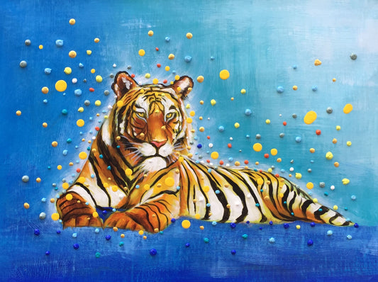 Colorful 3D Dots Tiger Painting