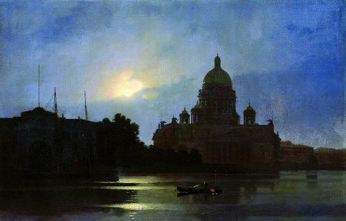 view of St Isaacs Cathedral in the moonlight 1869